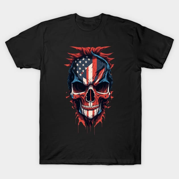 American Flag Skull T-Shirt by Etopix